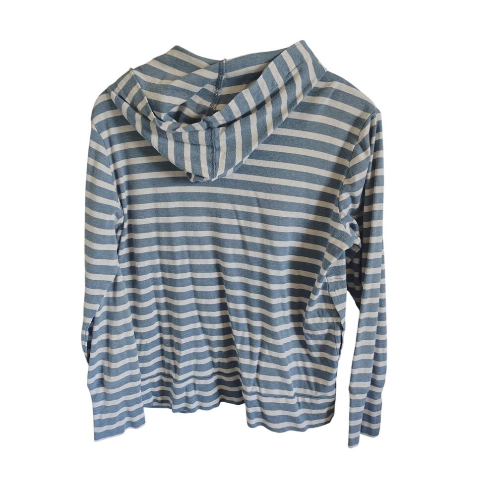 Pendleton Petite Large Cotton Striped Zip Up Hoodie Blue Ivory Lightweight PL - Picture 3 of 5